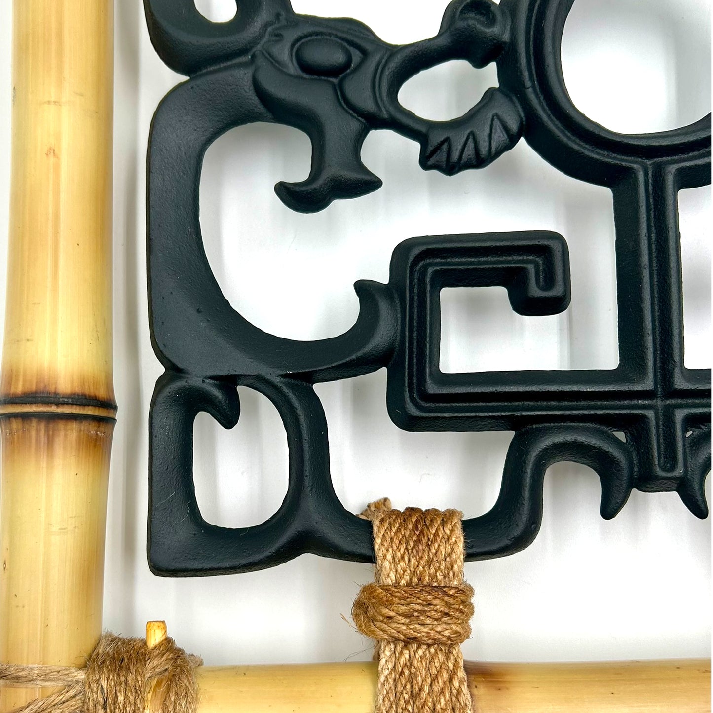 Tiki Iron Dragon Tile Bamboo Wall Hanging