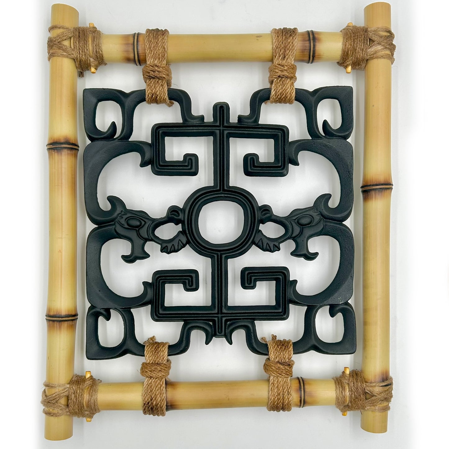 Tiki Iron Dragon Tile Bamboo Wall Hanging
