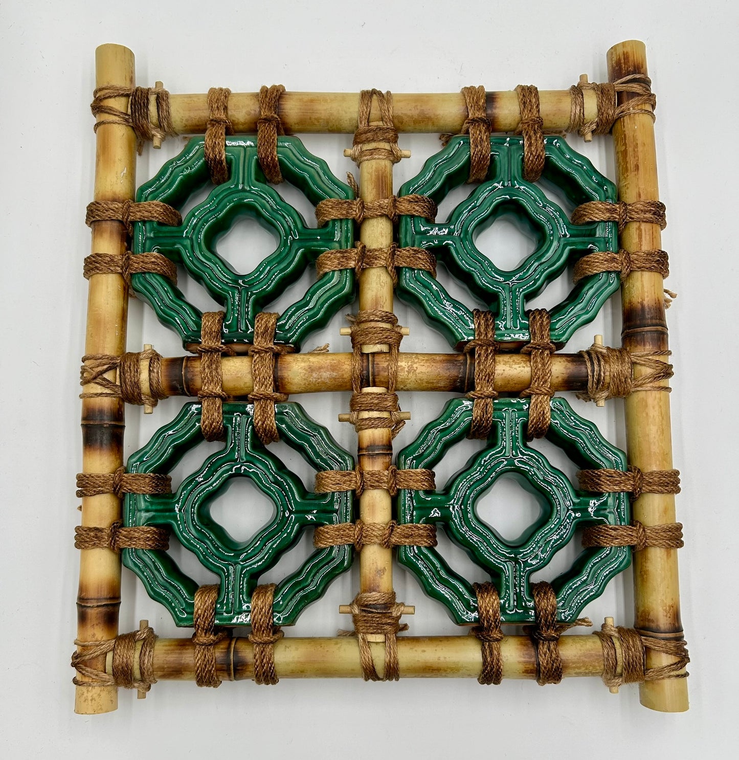 Tiki Jade Breezeway Tile Bamboo Wall Hanging, 4 Tiles