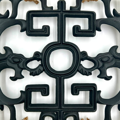 Tiki Iron Dragon Tile Bamboo Wall Hanging