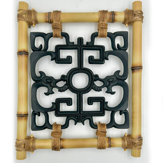 Tiki Iron Dragon Tile Bamboo Wall Hanging