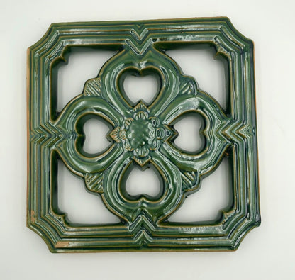 Tiki Jade Breezeway Tile Set of Two, Jade Green