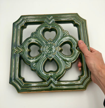 Tiki Jade Breezeway Tile Set of Two, Jade Green