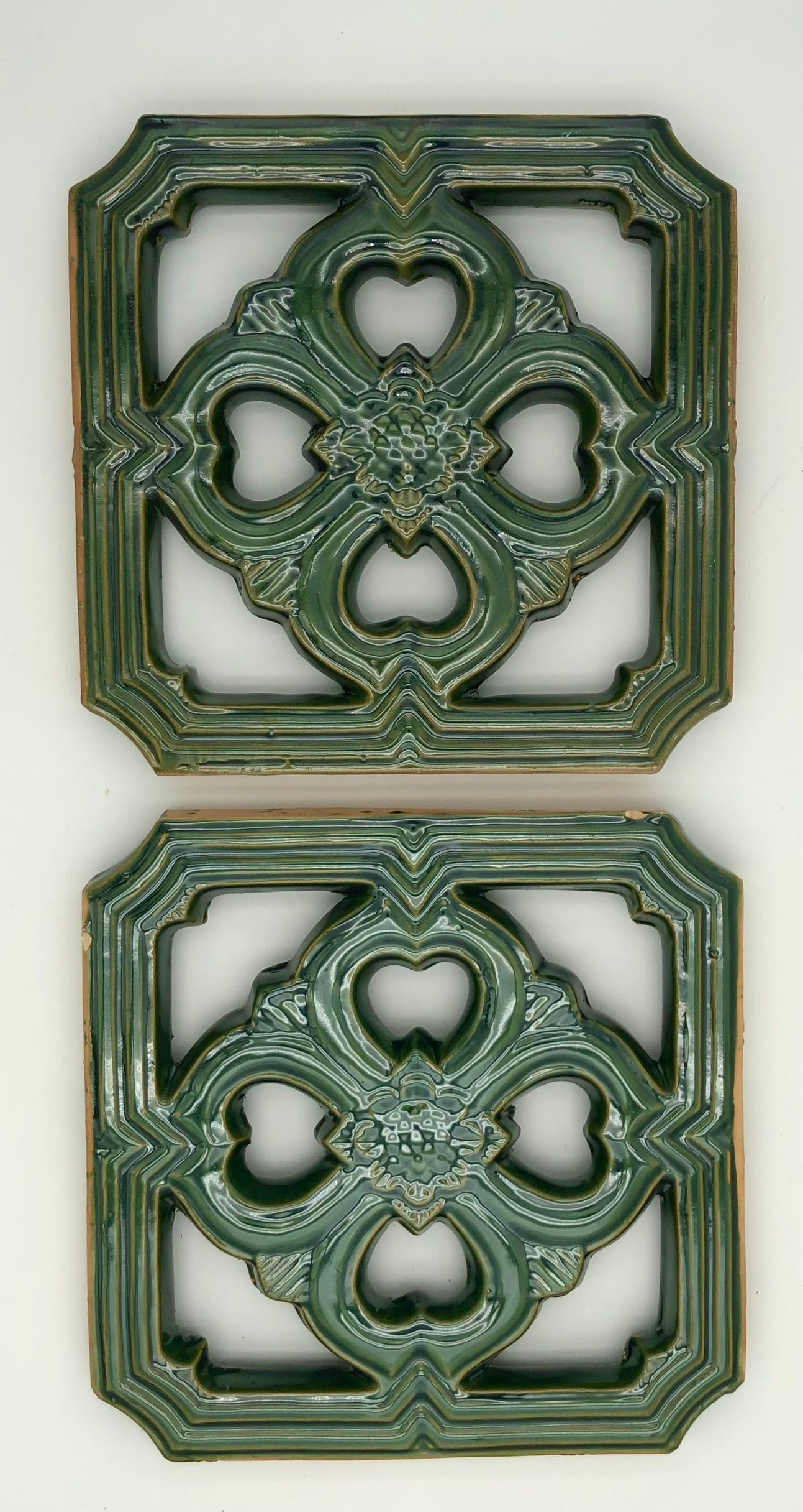 Tiki Jade Breezeway Tile Set of Two, Jade Green