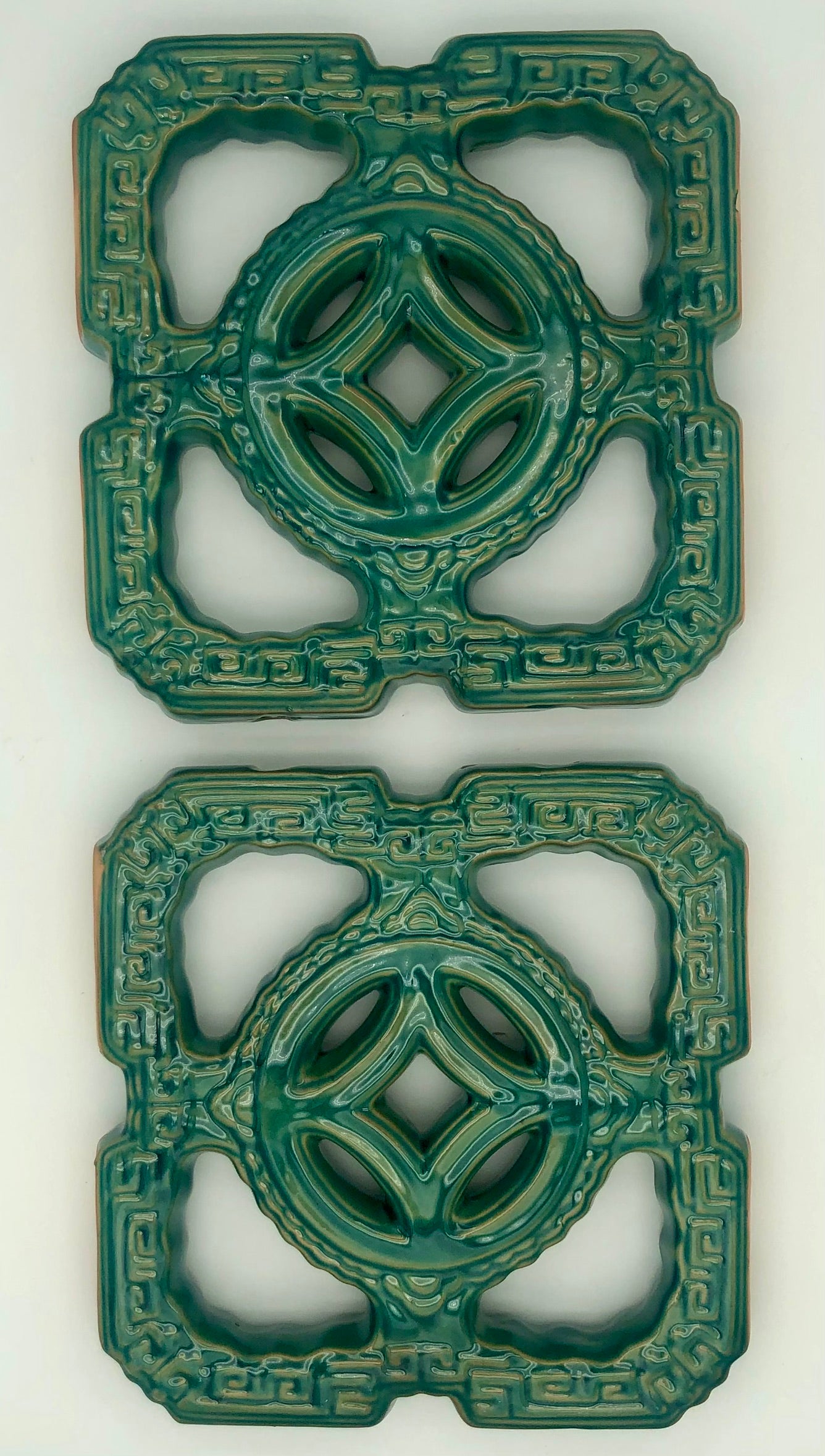 Tiki Jade Breezeway Tile Set of Two, Turquoise