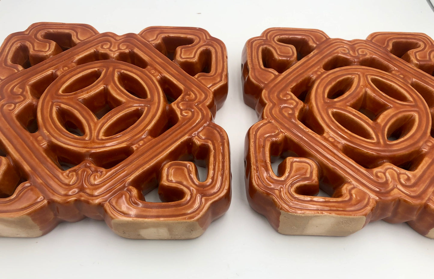 Tiki Jade Breezeway Tile Set of Two, Burnt Orange Color