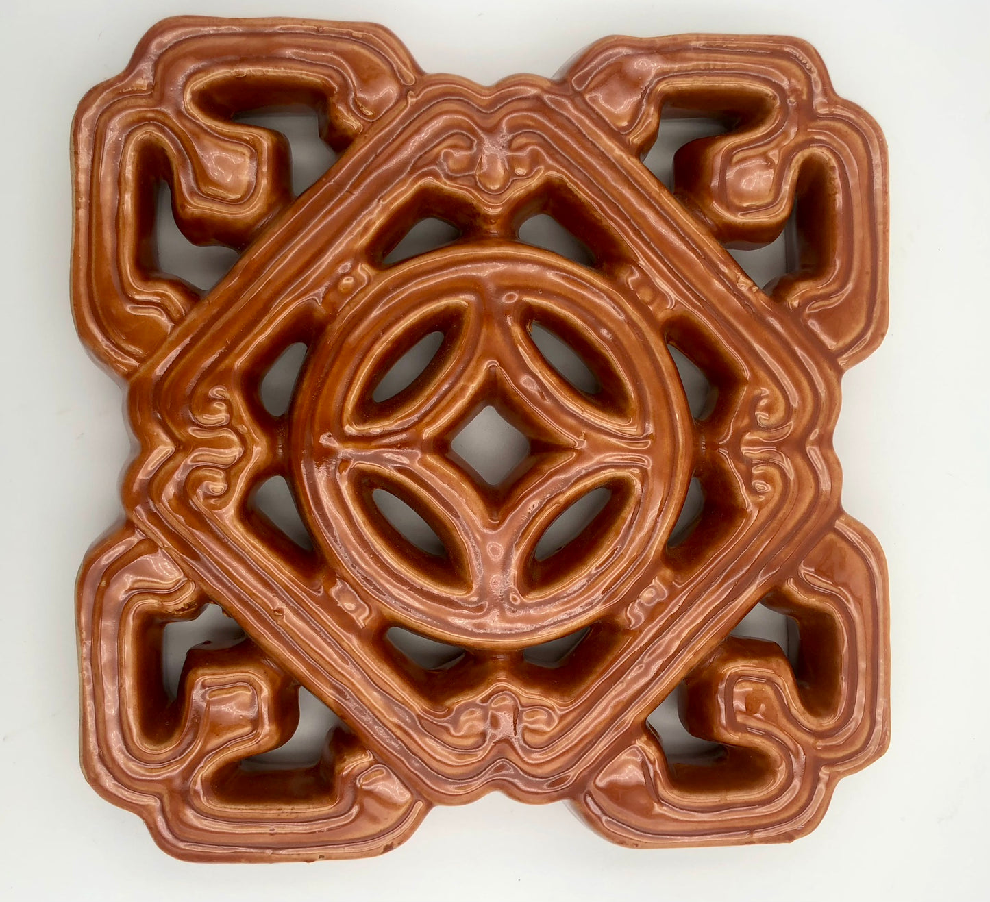 Tiki Jade Breezeway Tile Set of Two, Burnt Orange Color