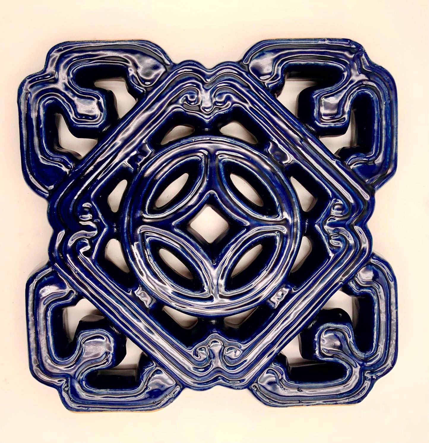 Tiki Jade Breezeway Tile Set of Two, Deep Ocean Blue