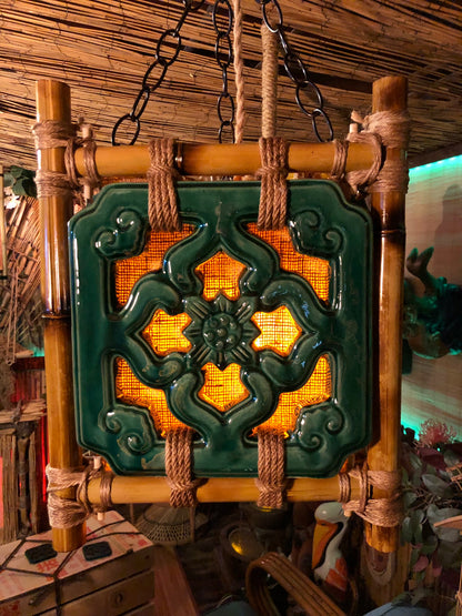 Tiki Jade Breezeway Tile Bamboo Pendant Lamp