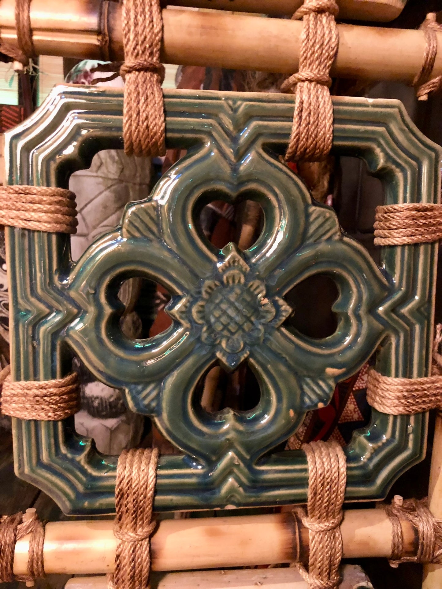 Tiki Jade Breezeway Tile Bamboo Wall Hanging