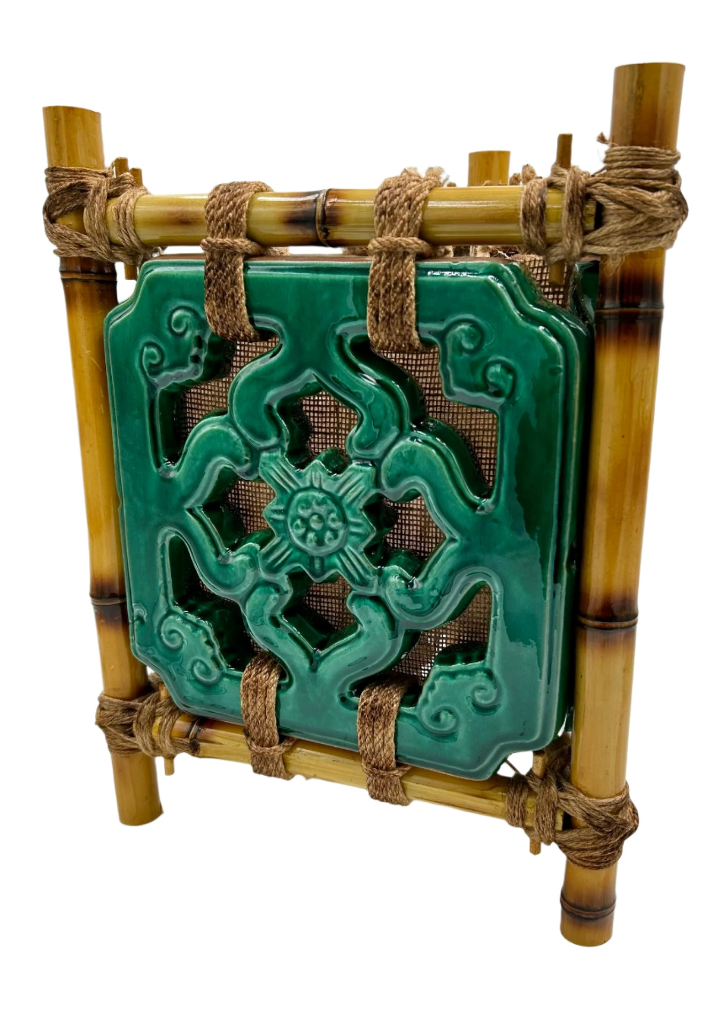 Tiki Jade Breezeway Tile Bamboo Table Lamp