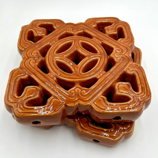 Tiki Jade Breezeway Tile Set of Two, Burnt Orange Color