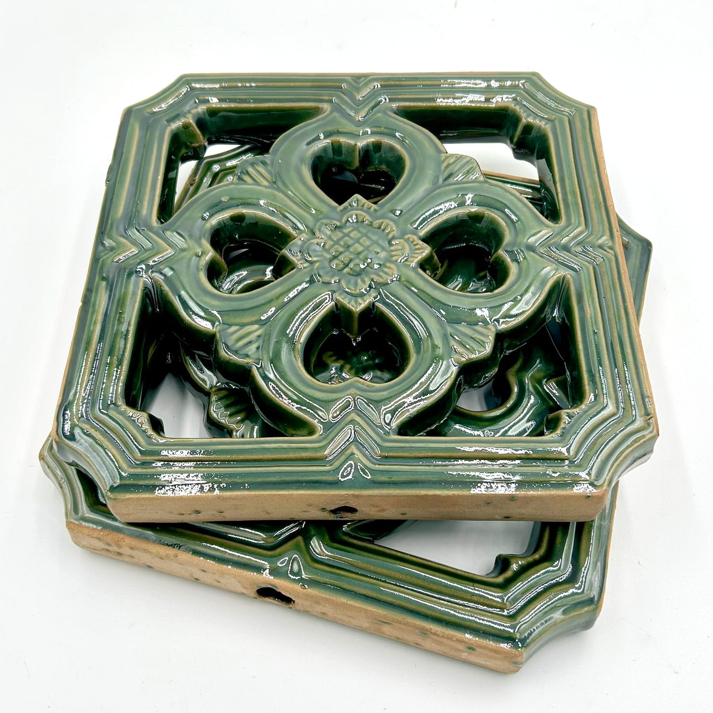 Tiki Jade Breezeway Tile Set of Two, Jade Green