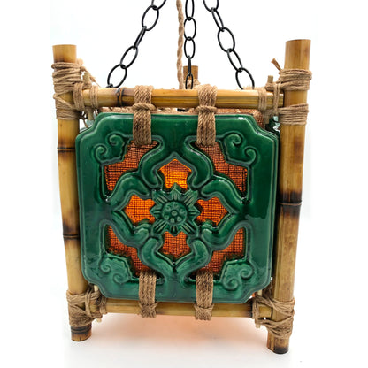 Tiki Jade Breezeway Tile Bamboo Pendant Lamp