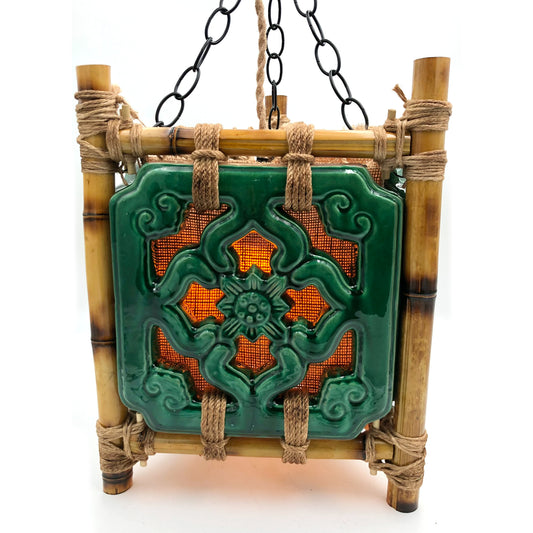 Tiki Jade Breezeway Tile Bamboo Pendant Lamp