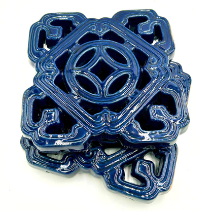 Tiki Jade Breezeway Tile Set of Two, Deep Ocean Blue