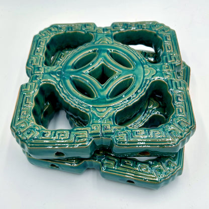 Tiki Jade Breezeway Tile Set of Two, Turquoise