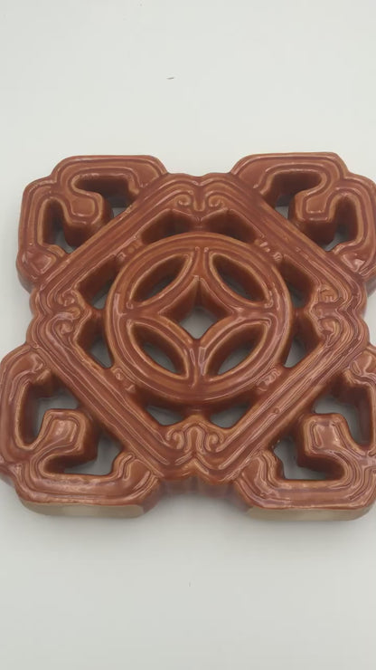 Tiki Jade Breezeway Tile Set of Two, Burnt Orange Color